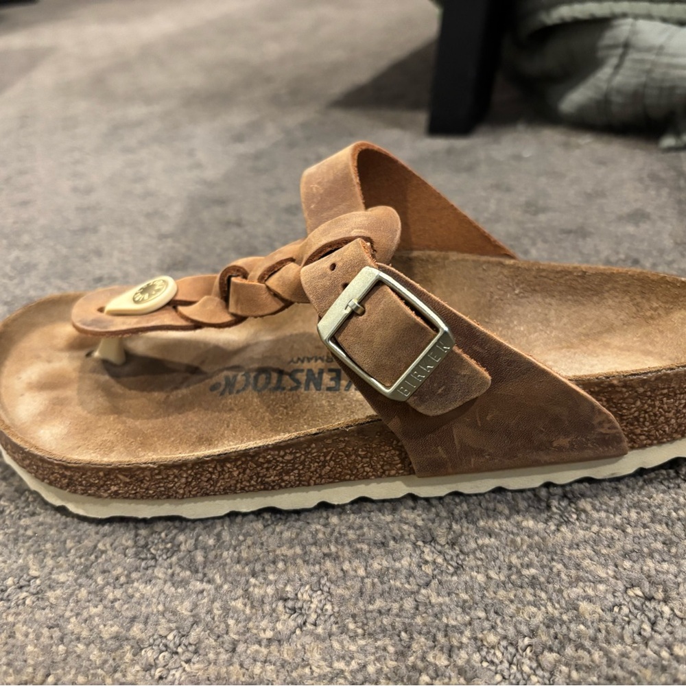 Birkenstock Tan Sandals with Braided Strap